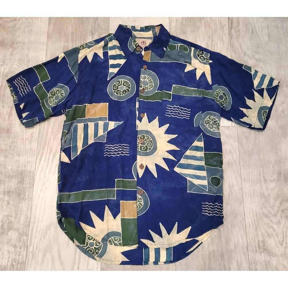 The Territory Ahead Vintage Mens Shirt Sz M Short Sleeve Abstract Geometric Art